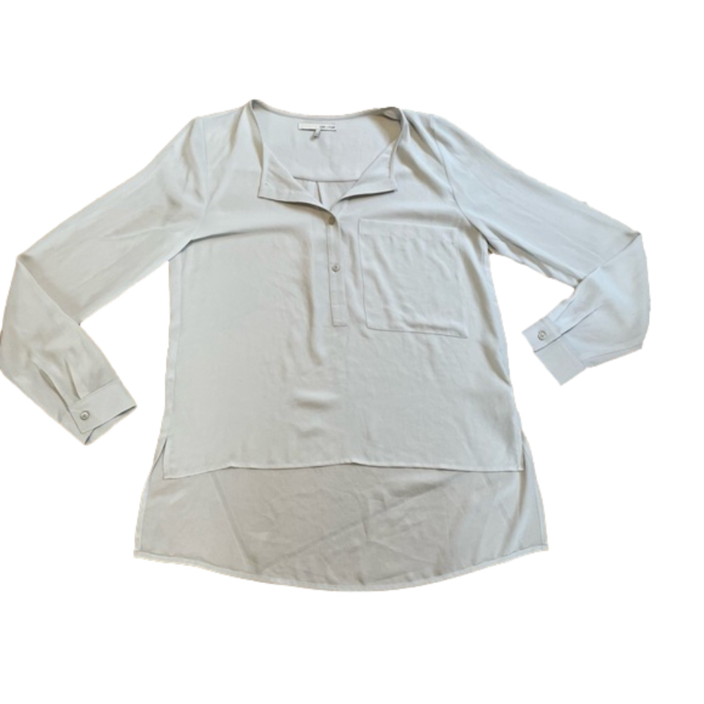Oak + Fort Light Blue Sheer High Low Blouse Size XS